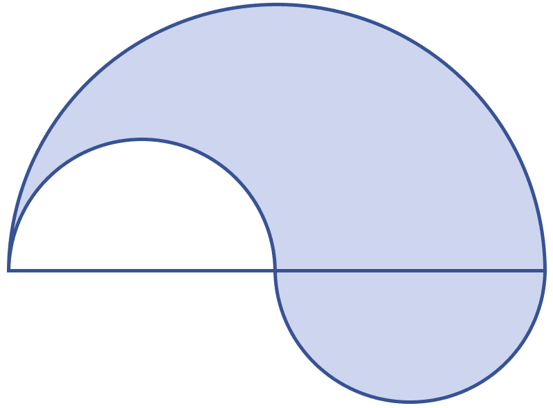 In the figure, the boundary of the shaded region in the given diagram consists of three semicircular arcs, the smaller being equal. If the diameter of the larger one is 10 cm, calculate. (i) the length of the boundary. (ii) the area of the shaded region. Mensuration, ML Aggarwal Understanding Mathematics Solutions ICSE Class 9.