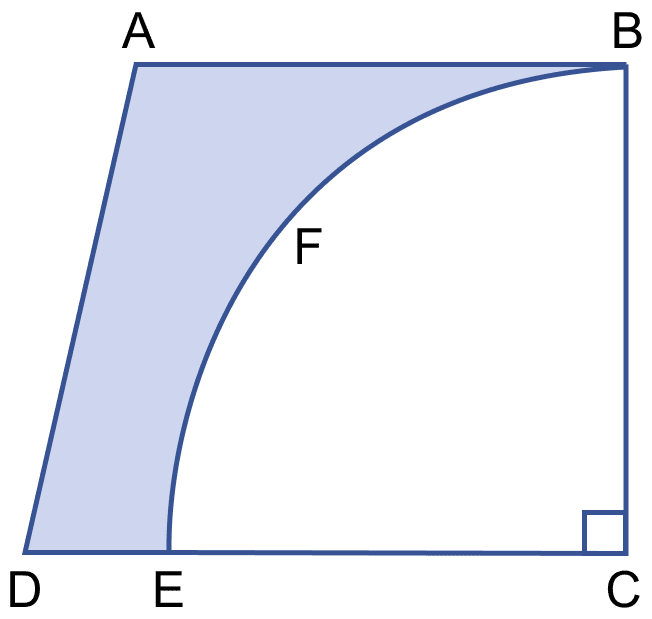 In the figure, a piece of cardboard, in the shape of a trapezium ABCD and AB || CD and ∠BCD = 90°, quarter circle BFEC is removed. Given AB = BC = 3.5 cm and DE = 2 cm. Calculate the area of the remaining piece of the cardboard. Mensuration, ML Aggarwal Understanding Mathematics Solutions ICSE Class 9.