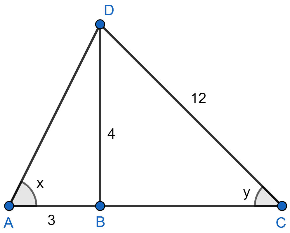 From the figure, find the value of (i) sin x (ii) cot x (iii) cot^2 x - cosec^2 x (iv) sec y. Trigonometrical Ratios, ML Aggarwal Understanding Mathematics Solutions ICSE Class 9.