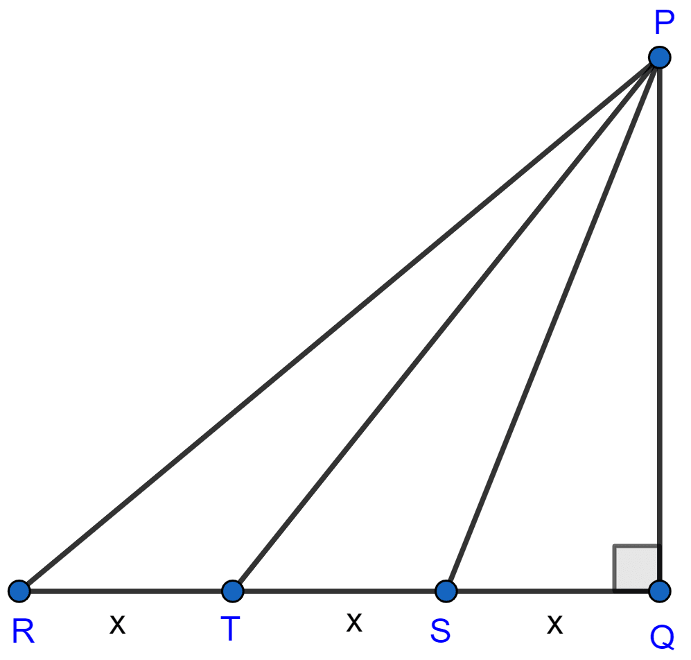 In the figure, △PQR is right angled at Q and points S and T trisect side QR. Prove that 8PT^2 = 3PR^2 + 5PS^2. Pythagoras Theorem, ML Aggarwal Understanding Mathematics Solutions ICSE Class 9.