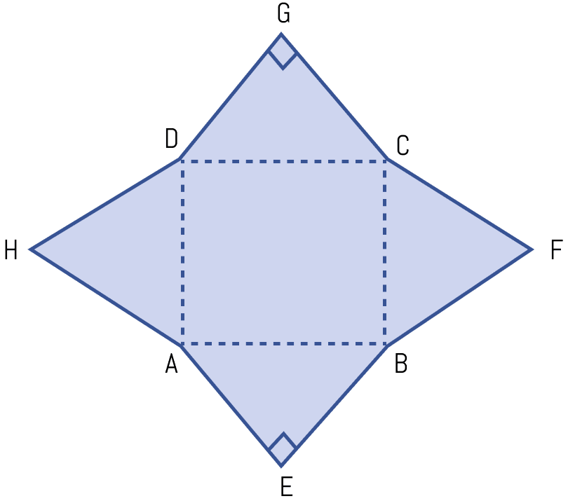 In the figure, ABCD is a rectangle with sides AB = 10 cm and BC = 8 cm. HAD and BFC are equilateral triangles; AEB and DCG are right angled isosceles triangles. Find the area of the shaded region and the perimeter of the figure. Mensuration, ML Aggarwal Understanding Mathematics Solutions ICSE Class 9.