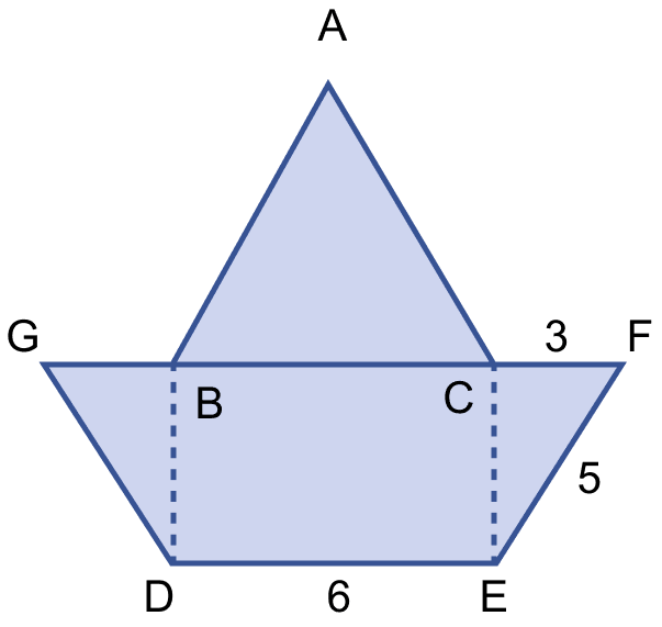 Find the area enclosed by the figure, where ABC is an equilateral triangle and DEFG is an isosceles trapezium. Mensuration, ML Aggarwal Understanding Mathematics Solutions ICSE Class 9.