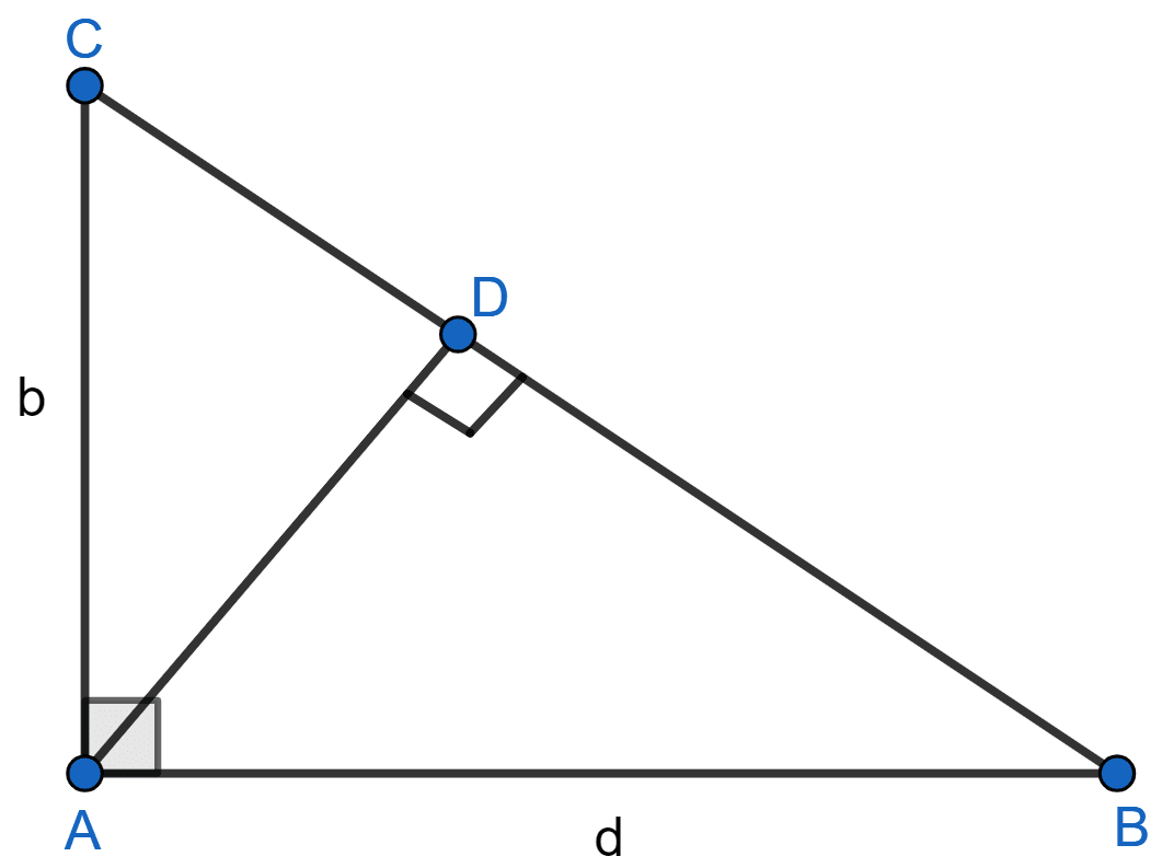 In the figure, find the length of AD in terms of b and c. Pythagoras Theorem, ML Aggarwal Understanding Mathematics Solutions ICSE Class 9.