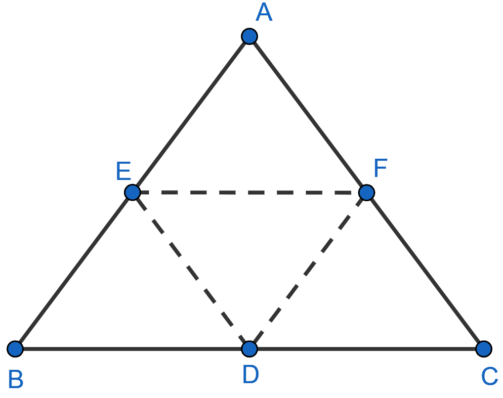 The mid-points of the sides of a triangle along with any of the vertices as the fourth point make a parallelogram of area equal to? Theorems on Area, ML Aggarwal Understanding Mathematics Solutions ICSE Class 9.