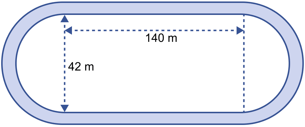 The sketch shows a running track 3.5 m wide all around which consists of two straight paths and two semicircular rings. Find the area of the track. Mensuration, ML Aggarwal Understanding Mathematics Solutions ICSE Class 9.