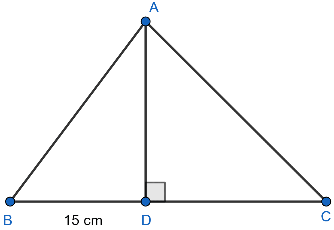 In the figure, AD is perpendicular to BC, BD = 15 cm, sin B = 4/5 and tan C = 1. (i) Calculate the lengths of AD, AB, DC and AC. (ii) Show that tan^2 B - 1/cos^2 B = -1. Trigonometrical Ratios, ML Aggarwal Understanding Mathematics Solutions ICSE Class 9.