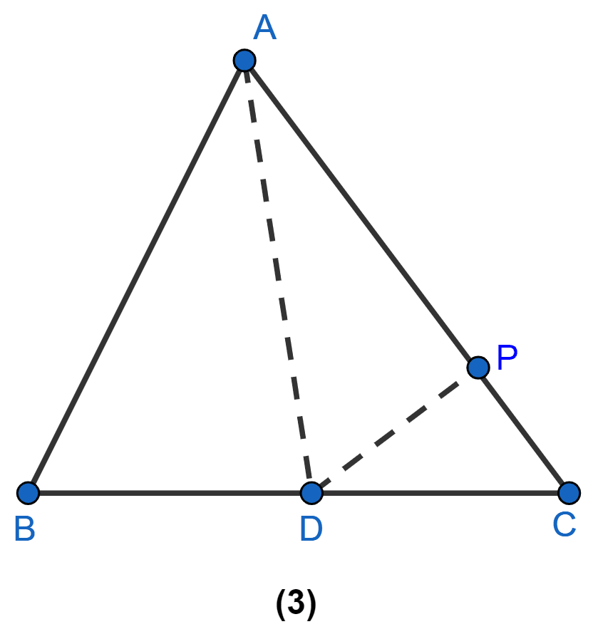 In the figure (3) given below, AD is a median of △ABC and P is a point in AC such that area of △ADP : area of △ABD = 2 : 3. Find (i) AP : PC (ii) area of △PDC : area of △ABC. Theorems on Area, ML Aggarwal Understanding Mathematics Solutions ICSE Class 9.