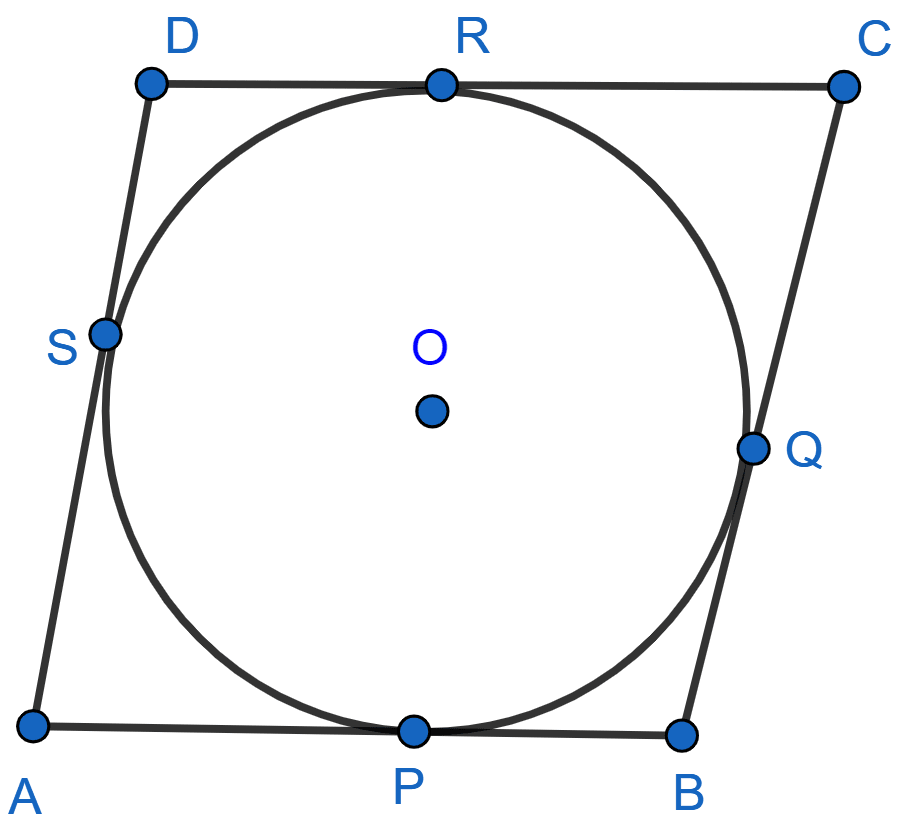 Prove that the parallelogram circumscribing a circle is a rhombus. NCERT Class 10 Mathematics CBSE Solutions.