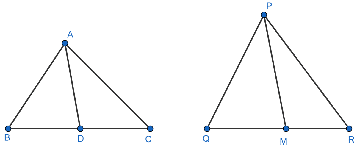 Sides AB and BC and median AD of a triangle ABC are respectively proportional to sides PQ and QR and median PM of △ PQR. Show that △ ABC ~ △ PQR. NCERT Class 10 Mathematics CBSE Solutions.