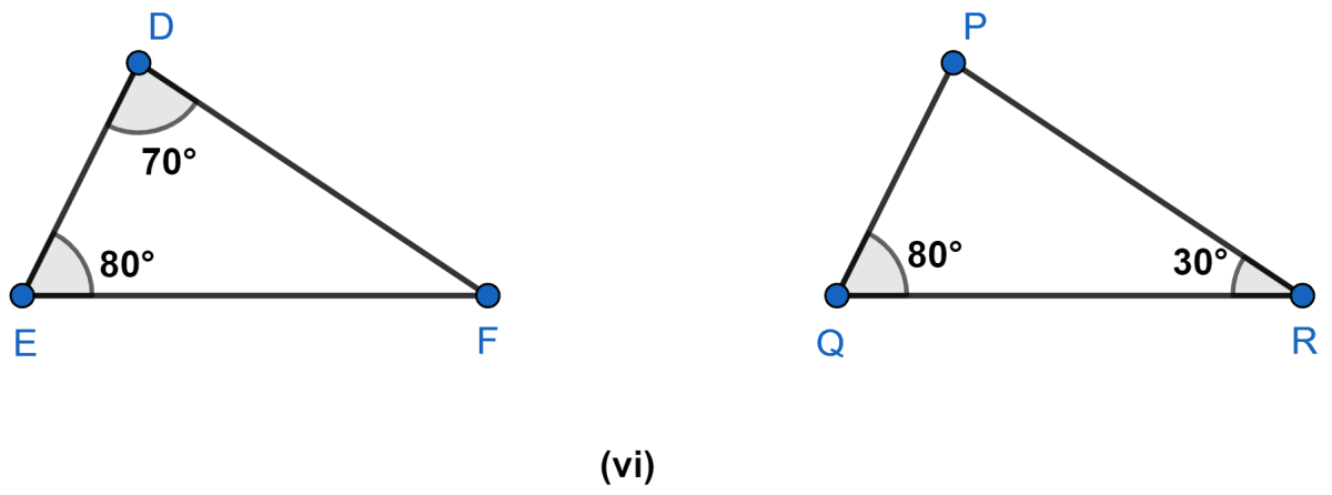 State which pairs of triangles are similar. Write the similarity criterion used by you for answering the question and also write the pairs of similar triangles in the symbolic form : NCERT Class 10 Mathematics CBSE Solutions.