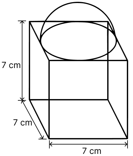 A cubical block of side 7 cm is surmounted by a hemisphere. What is the greatest diameter the hemisphere can have? Find the surface area of the solid. NCERT Class 10 Mathematics CBSE Solutions.