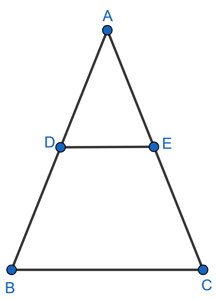 A line parallel to side BC of a triangle ABC, intersects AB and AC at D and E respectively. Prove that AD/DB = AE/EC. NCERT Class 10 Mathematics CBSE Solutions.