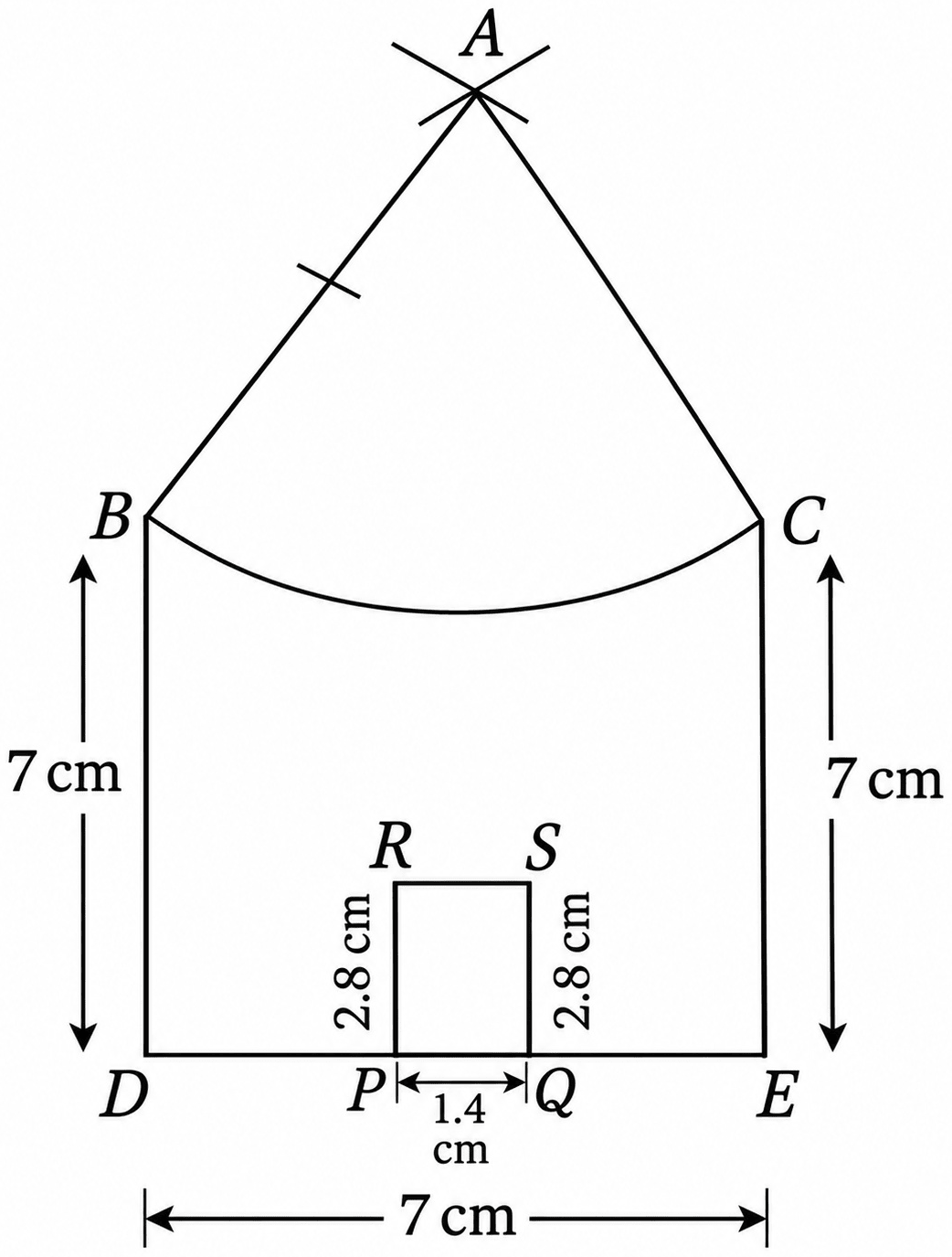 Construct a bigger house in which all the sides are of length 7 cm. Playing with Constructions, NCERT Class 6 Ganita Prakash Mathematics CBSE Solutions.