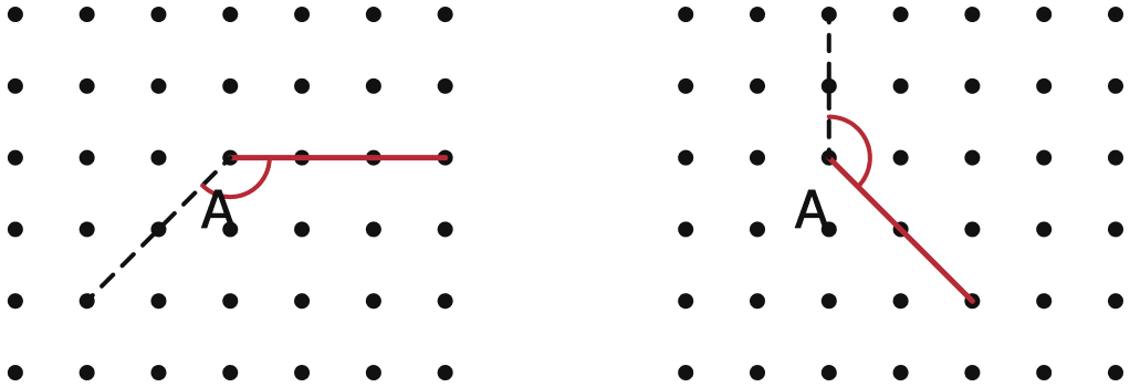 In each of the below grids, join A to other grid points in the figure by a straight line to get:. Lines & Angles, NCERT Class 6 Ganita Prakash Mathematics CBSE Solutions.