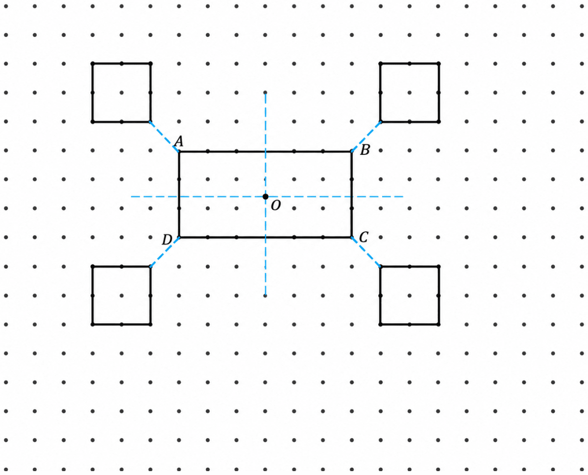 Draw the rectangle and four squares configuration (shown in | KnowledgeBoat