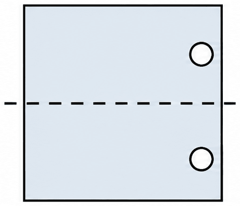 In each of the following figures, a hole was punched in a folded square sheet of paper and then the paper was unfolded. Identify the line along which the paper was folded. Figure (d) was created by punching a single hole. How was the paper folded? Symmetry, NCERT Class 6 Ganita Prakash Mathematics CBSE Solutions.