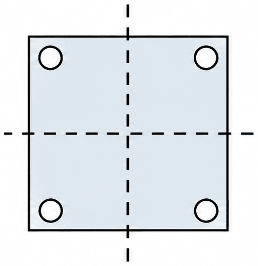 In each of the following figures, a hole was punched in a folded square sheet of paper and then the paper was unfolded. Identify the line along which the paper was folded. Figure (d) was created by punching a single hole. How was the paper folded? Symmetry, NCERT Class 6 Ganita Prakash Mathematics CBSE Solutions.