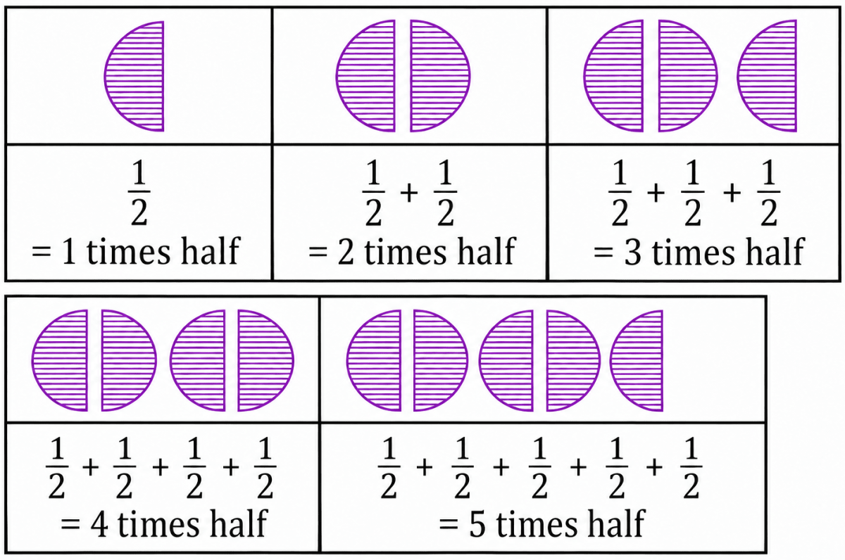 Continue this table of 1/2 for 2 more steps. Fractions, NCERT Class 6 Ganita Prakash Mathematics CBSE Solutions.