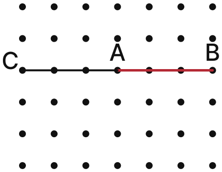 Join A to other grid points in the figure by a straight line to get a straight angle. What are all the different ways of doing it? Lines & Angles, NCERT Class 6 Ganita Prakash Mathematics CBSE Solutions.