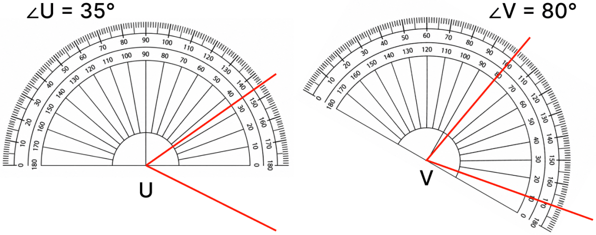 A student used a protractor to measure the angles as shown | KnowledgeBoat