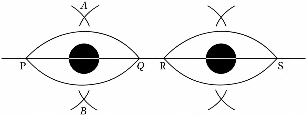 How do you draw these eyes with a compass? For a hint, go to the end of the chapter. Playing with Constructions, NCERT Class 6 Ganita Prakash Mathematics CBSE Solutions.