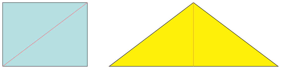 Now, see the figures below. Is the area of the blue rectangle more or less than the area of the yellow triangle? Or is it the same? Why? Perimeter & Area, NCERT Class 6 Ganita Prakash Mathematics CBSE Solutions.
