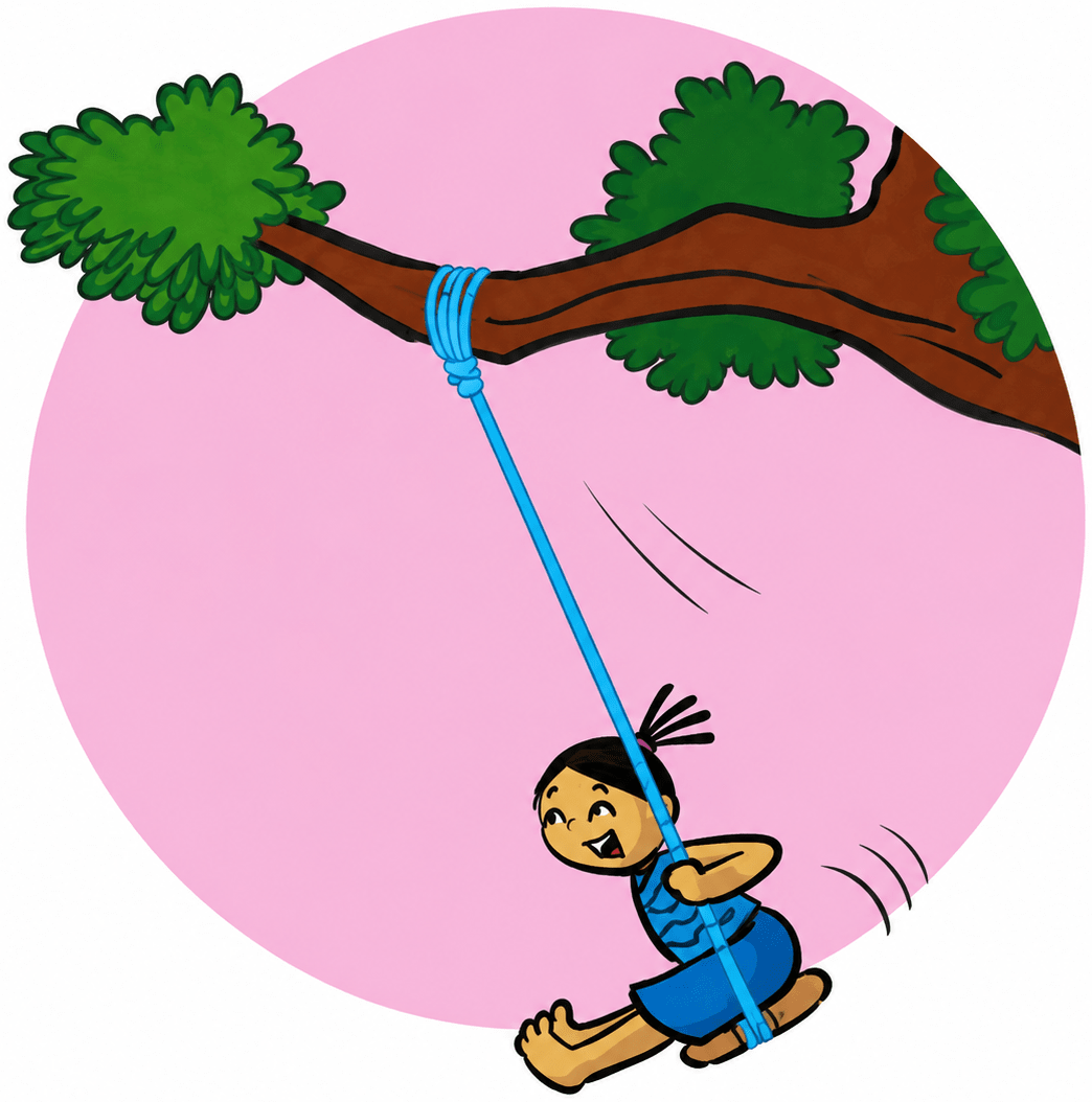 Vidya is enjoying her time on the swing. She notices that the greater the angle with which she starts the swinging, the greater is the speed she achieves on her swing. But where is the angle? Are you able to see any angle? Lines & Angles, NCERT Class 6 Ganita Prakash Mathematics CBSE Solutions.