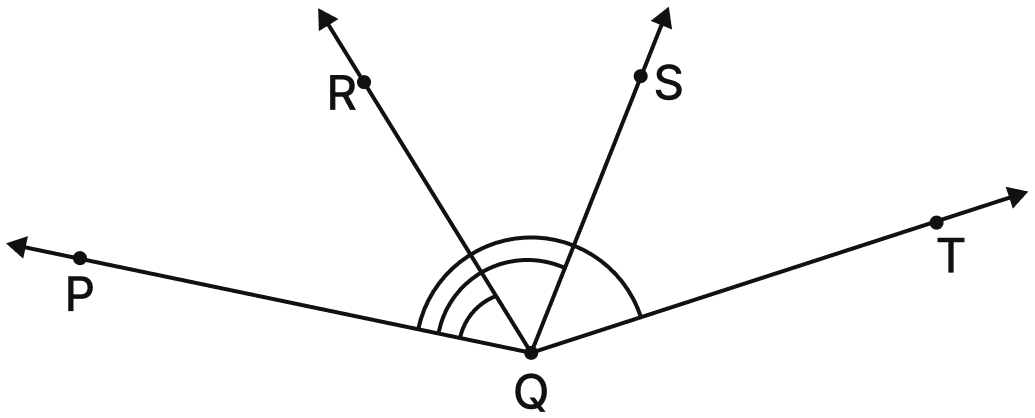 Find the degree measures of ∠PQR, ∠PQS and ∠PQT. Lines & Angles, NCERT Class 6 Ganita Prakash Mathematics CBSE Solutions.