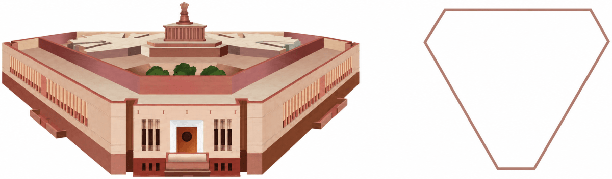 This is a picture of the new Parliament Building in Delhi. Symmetry, NCERT Class 6 Ganita Prakash Mathematics CBSE Solutions.
