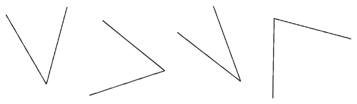 Construct at least 4 different angles in different orientations without taking any measurement. Make a copy of all these angles. Construction & Tiling, NCERT Class 7 Ganita Prakash Mathematics CBSE Solutions.