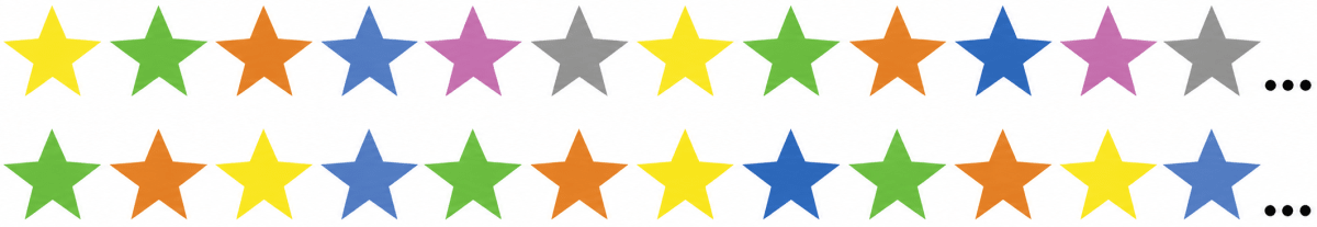 In the two rows below, colours repeat as shown. When will the blue stars meet next? Finding Common Ground, NCERT Class 7 Ganita Prakash Mathematics CBSE Solutions.