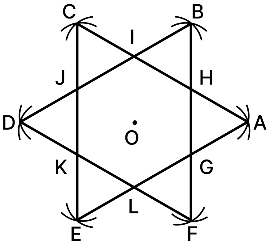 Construct the following 6-pointed star. Note that it has a rotational symmetry. Constructions, NCERT Class 7 Ganita Prakash Mathematics CBSE Solutions.