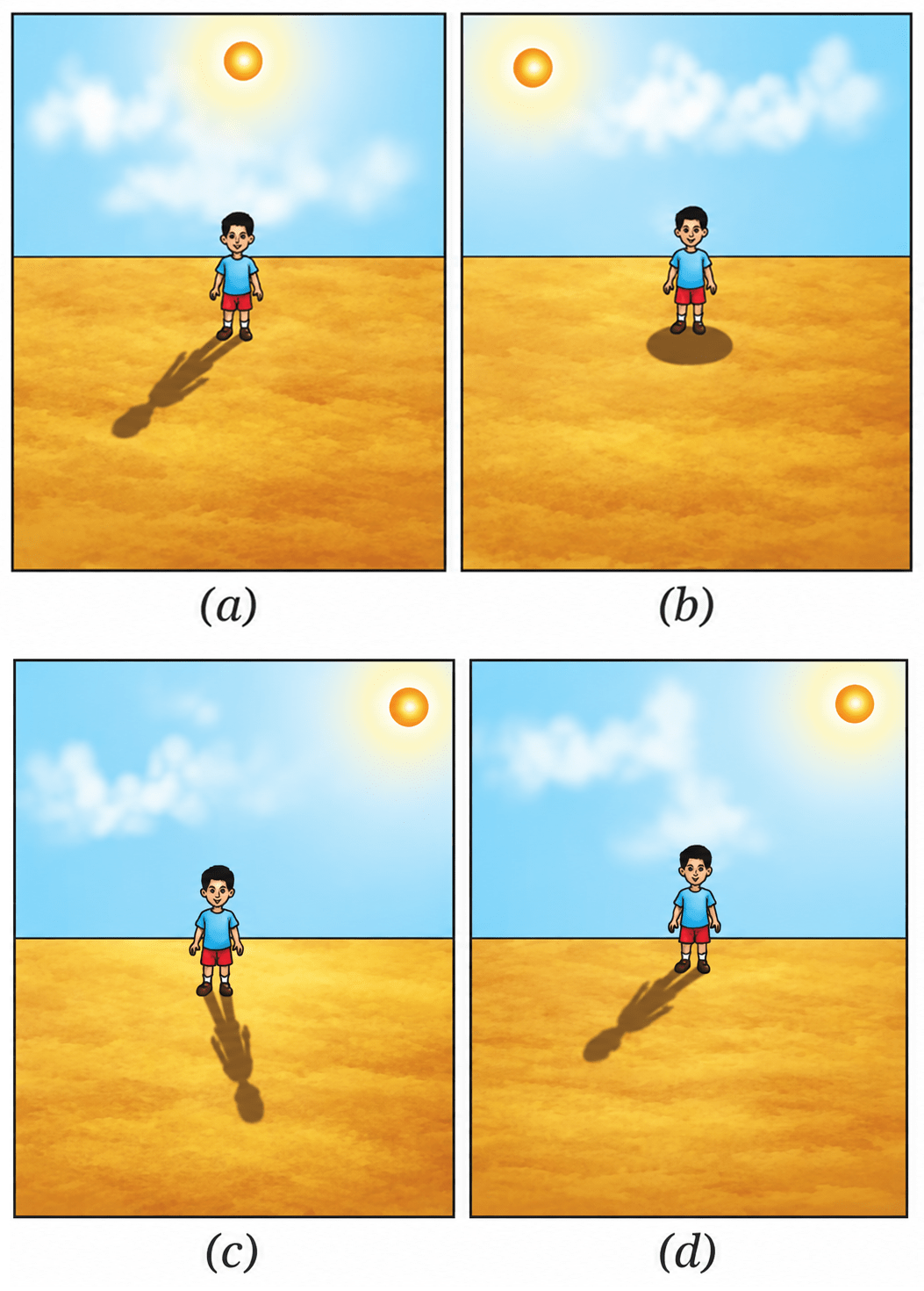 Look at the images shown in Fig. 11.17 and select the correct image showing the shadow formation of the boy. Light: Shadows & Reflections, NCERT Class 7 Science CBSE Solutions.