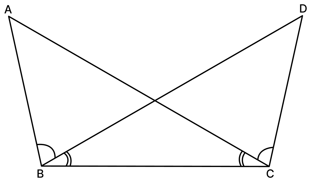 Identify the equal parts in the following figure, given that ∠ABD = ∠DCA and ∠ACB = ∠DBC. Geometric Twins, NCERT Class 7 Ganita Prakash Mathematics CBSE Solutions.