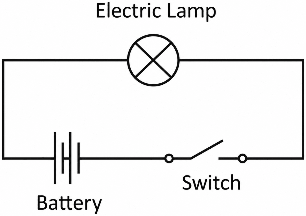 Draw a circuit diagram for a simple torch using symbols for electric components. Electricity: Circuits and their Components, NCERT Class 7 Science CBSE Solutions.