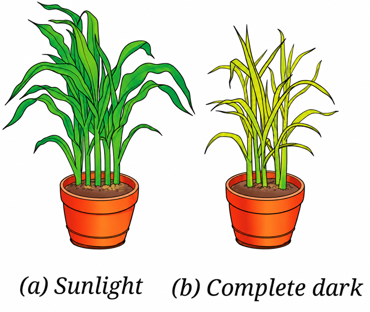 Krishna set-up an experiment with two potted plants of same size and placed one of them in sunlight and the other in a dark room, as shown in Fig. 10.10. Answer the following questions —. Life Processes in Plants, NCERT Class 7 Science CBSE Solutions.