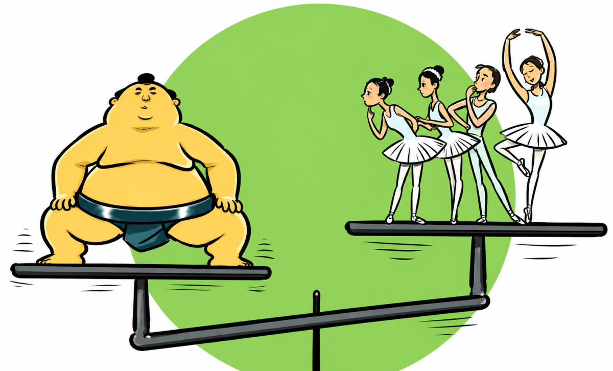 The weights of some sumo wrestlers and ballet dancers are: Sumo wrestlers: 295.2 kg, 250.7 kg, 234.1 kg, 221.0 kg, 200.9 kg. Ballet dancers: 40.3 kg, 37.6 kg, 38.8 kg, 45.5 kg, 44.1 kg, 48.2 kg. Approximately how many times heavier is a sumo wrestler compared to a ballet dancer? Connecting the dots, NCERT Class 7 Ganita Prakash Mathematics CBSE Solutions.