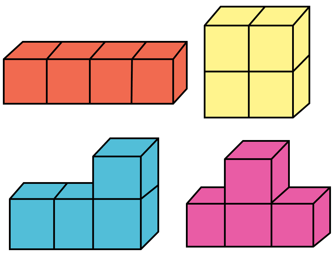 In addition to the 5 ways shown in Fig. 4.8, are there any additional ways of gluing four cubes together along faces? Can you visualise and draw these as well? Exploring Some Geometric Themes, NCERT Class 8 Ganita Prakash Mathematics CBSE Solutions.