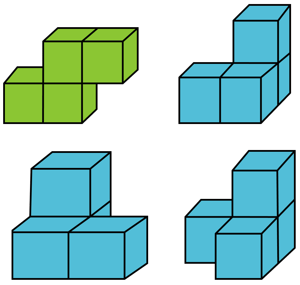 In addition to the 5 ways shown in Fig. 4.8, are there any additional ways of gluing four cubes together along faces? Can you visualise and draw these as well? Exploring Some Geometric Themes, NCERT Class 8 Ganita Prakash Mathematics CBSE Solutions.