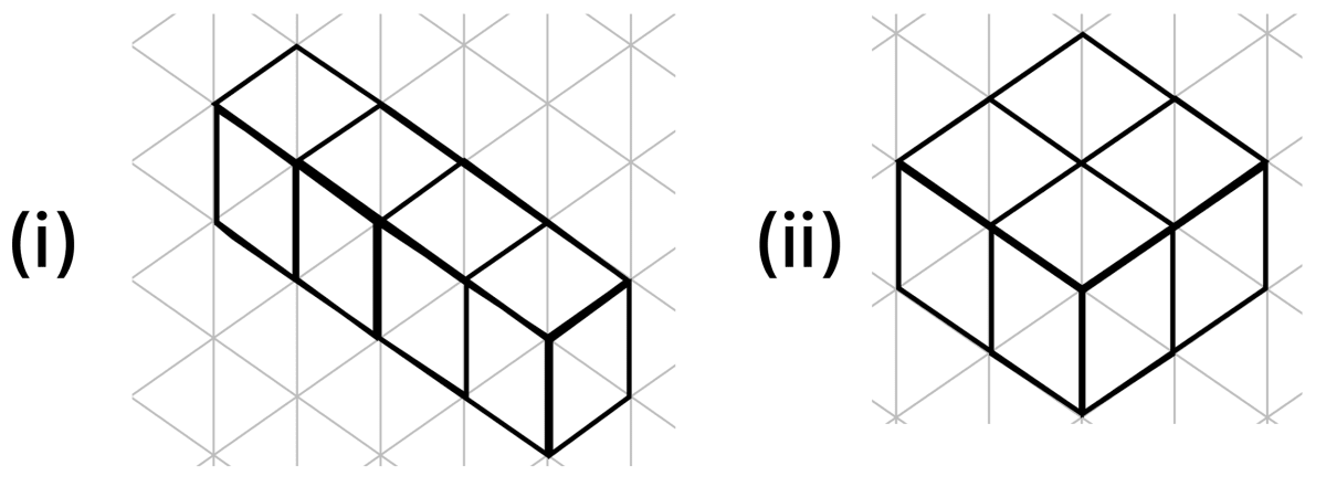 Imagine the five basic Tetris shapes are made of cubes, not squares. Draw each of these on your isometric paper. Exploring Some Geometric Themes, NCERT Class 8 Ganita Prakash Mathematics CBSE Solutions.