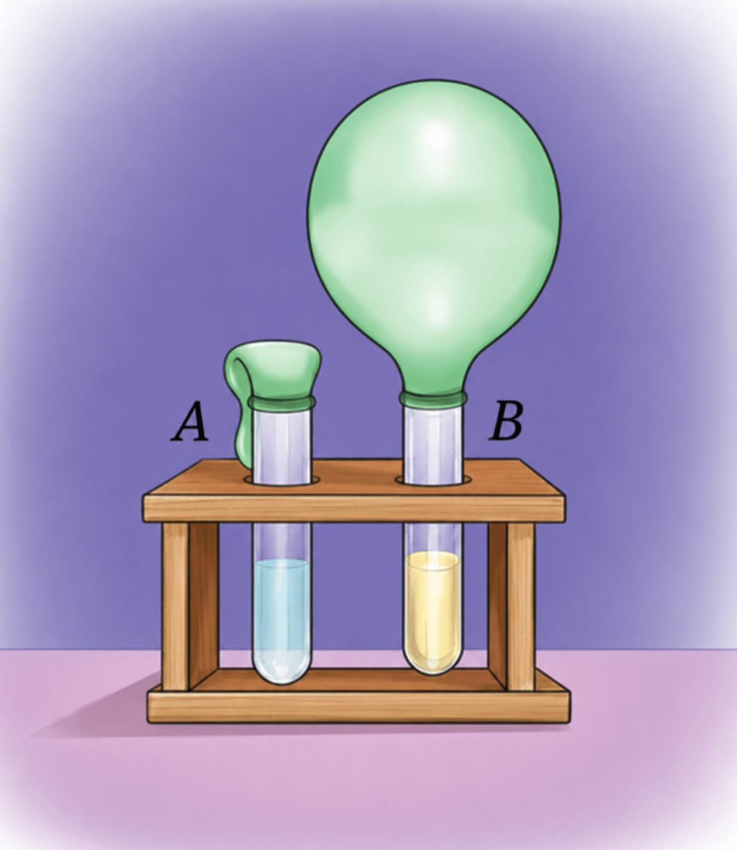Aanandi took two test tubes and marked them A and B. She put two spoonfuls of sugar solution in each of the test tubes. In test tube B, she added a spoonful of yeast. Then she attached two incompletely inflated balloons to the mouth of each test tube. She kept the set-up in a warm place, away from sunlight. NCERT Class 8 Science CBSE Solutions.