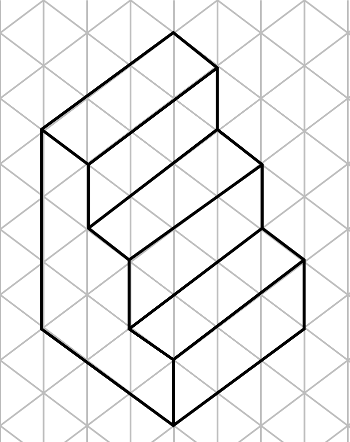 Draw the following figures on the isometric grid. [Hint: It may be useful to determine whether the edge to be currently drawn — say, along the height — goes from down to up or up to down. Accordingly, draw the line segment on the grid either in the direction of the height axis or opposite to it.]. Exploring Some Geometric Themes, NCERT Class 8 Ganita Prakash Mathematics CBSE Solutions.