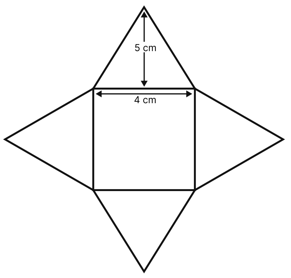 Draw a net with appropriate measurements that can be folded into a square pyramid. Exploring Some Geometric Themes, NCERT Class 8 Ganita Prakash Mathematics CBSE Solutions.