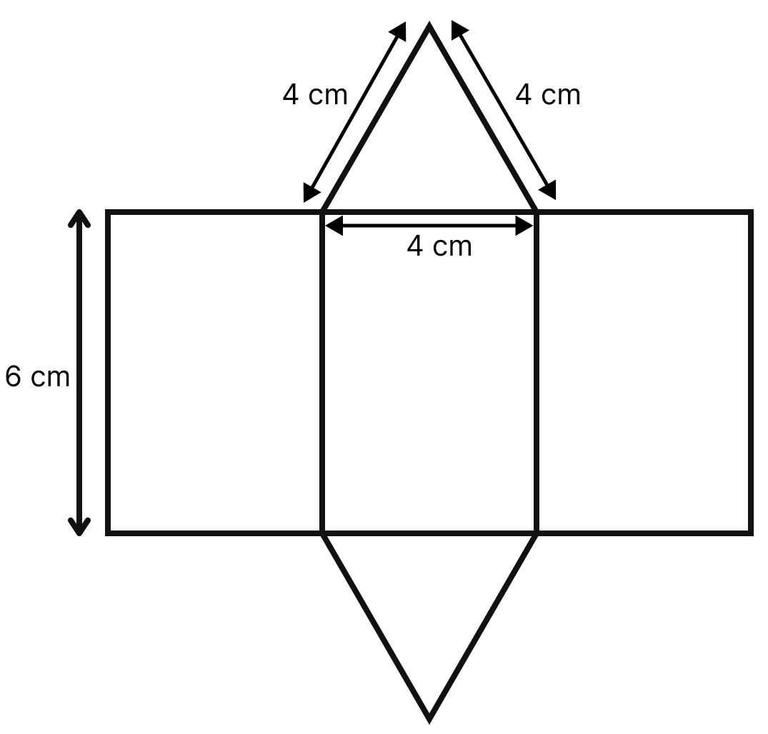 Draw a net with appropriate measurements that can be folded into a triangular prism. Verify that it works by making an actual cutout. Exploring Some Geometric Themes, NCERT Class 8 Ganita Prakash Mathematics CBSE Solutions.