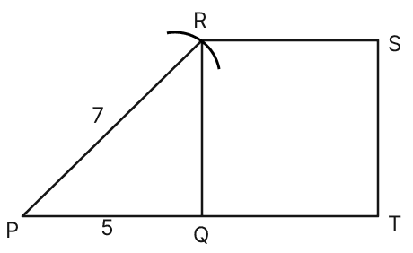 Construct a square whose area is equal to the difference of the areas of squares of sidelengths 5 units and 7 units. The Baudhayana - Pythagoras Theorem, NCERT Class 8 Ganita Prakash Mathematics CBSE Solutions.