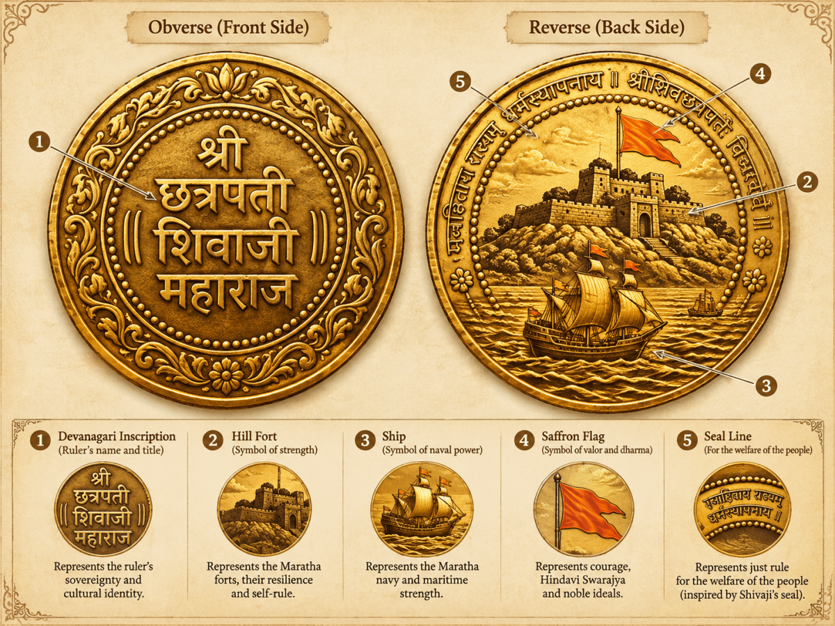 You have been appointed as the chief designer for Maratha coins. Design a coin that represents Maratha achievements and values. Explain the symbols you chose. The Rise of the Marathas, CBSE Class 8th NCERT Social Science Solutions.