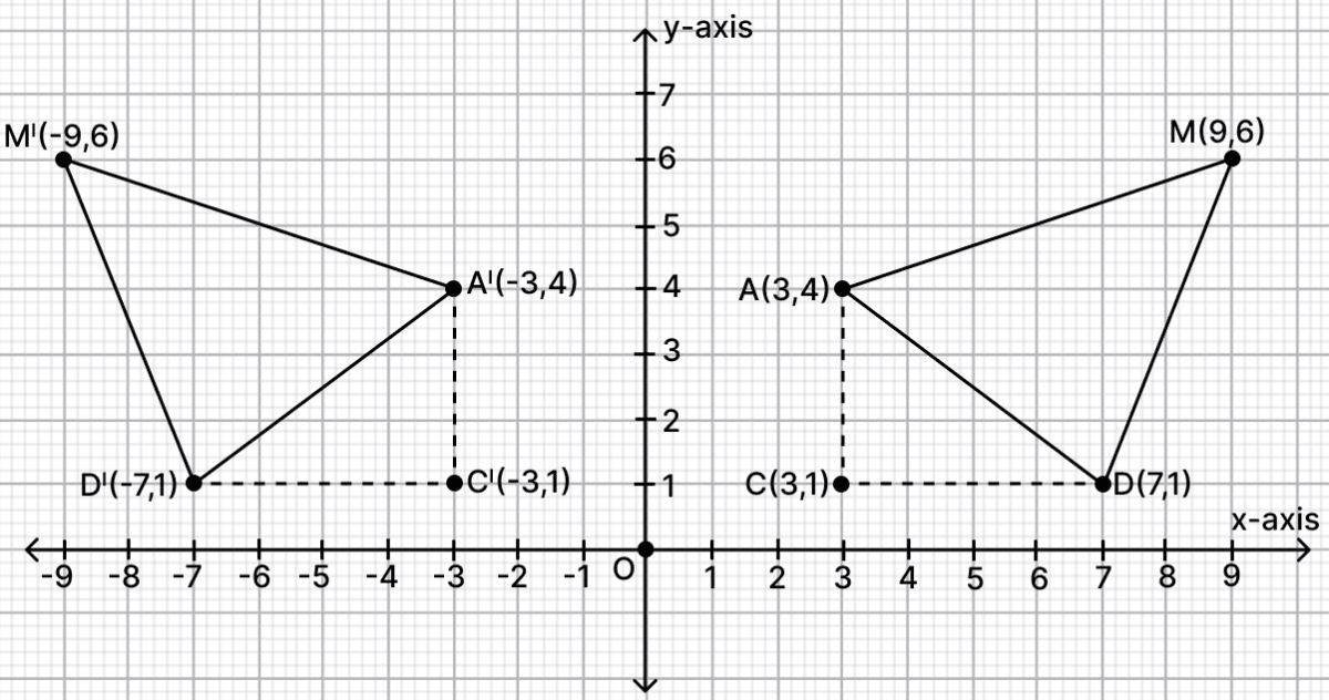 What has remained the same and what has changed with this reflection? Orienting Yourself: The Use of Coordinates, Solutions for Class 9 NCERT Ganita Manjari Mathematics CBSE
