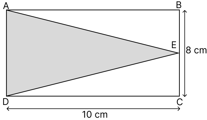 Find the area of triangle ADE in Fig. 6.31. Measuring Space: Perimeter and Area, Solutions for Class 9 NCERT Ganita Manjari Mathematics CBSE