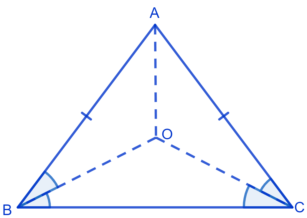 In an isosceles triangle ABC, with AB = AC, the bisectors of ∠B and ∠C intersect each other at O. Join A to O. Show that : NCERT Class 9 Mathematics CBSE Solutions.