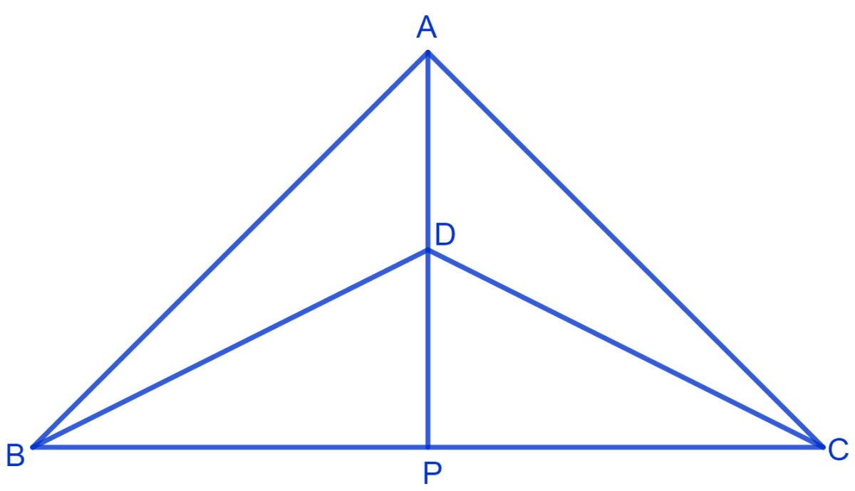 Δ ABC and Δ DBC are two isosceles triangles on the same base BC and vertices A and D are on the same side of BC. If AD is extended to intersect BC at P, show that. NCERT Class 9 Mathematics CBSE Solutions.